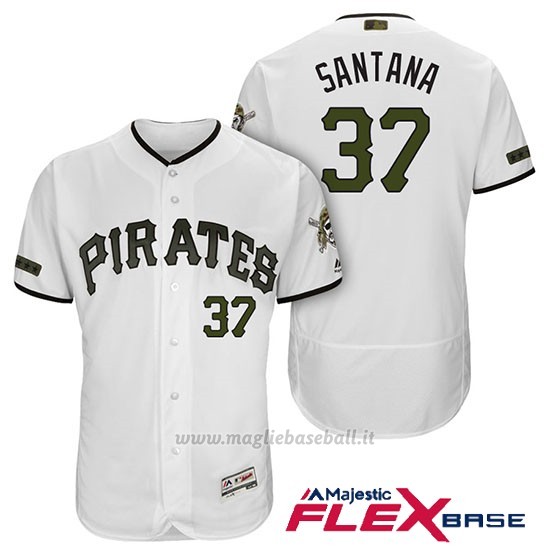 Maglia Baseball Uomo Pittsburgh Pirates Edgar Santana Bianco 2018 1ªAlterner Flex Base